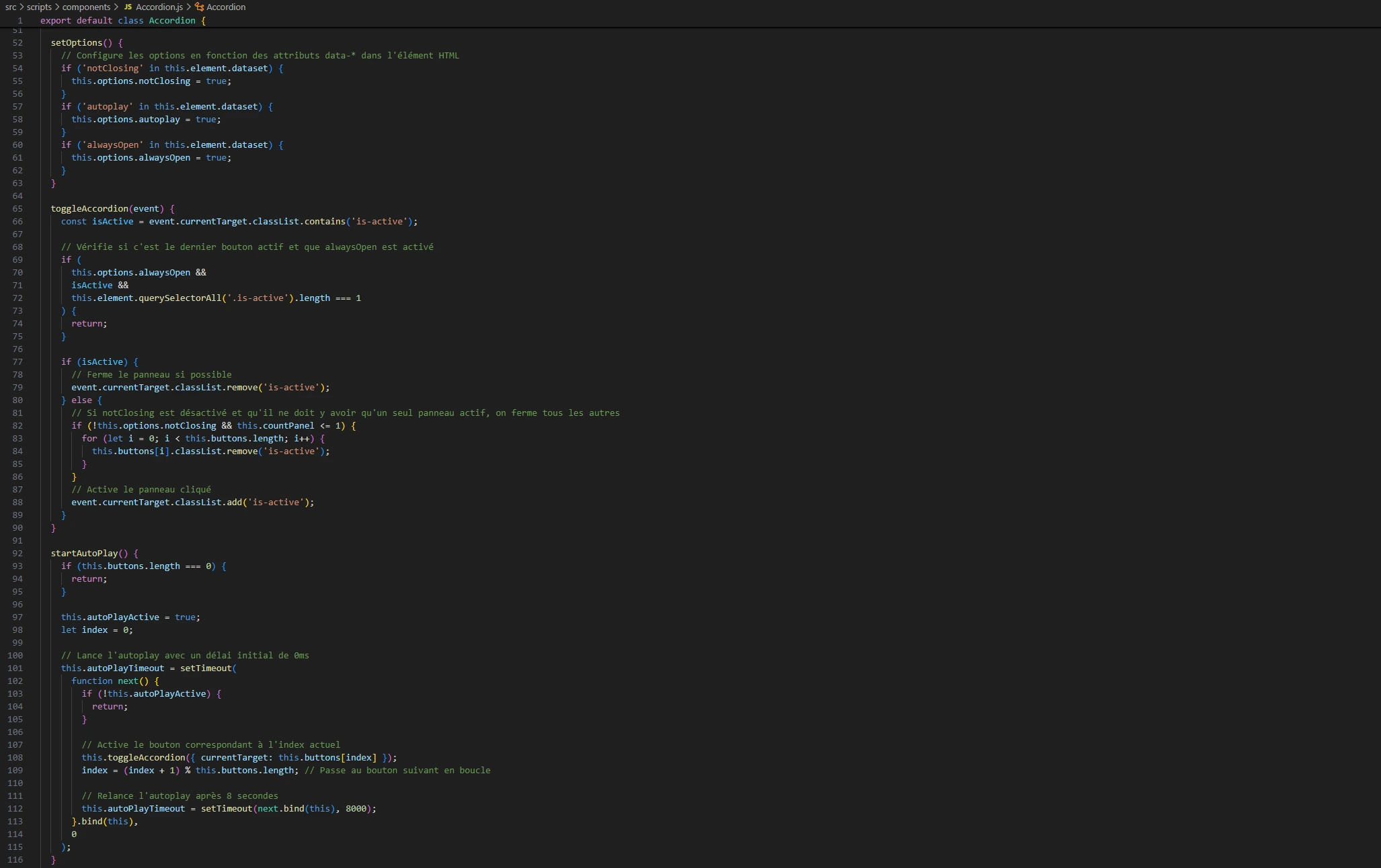 Optimisation JS pour accordéon autoplay