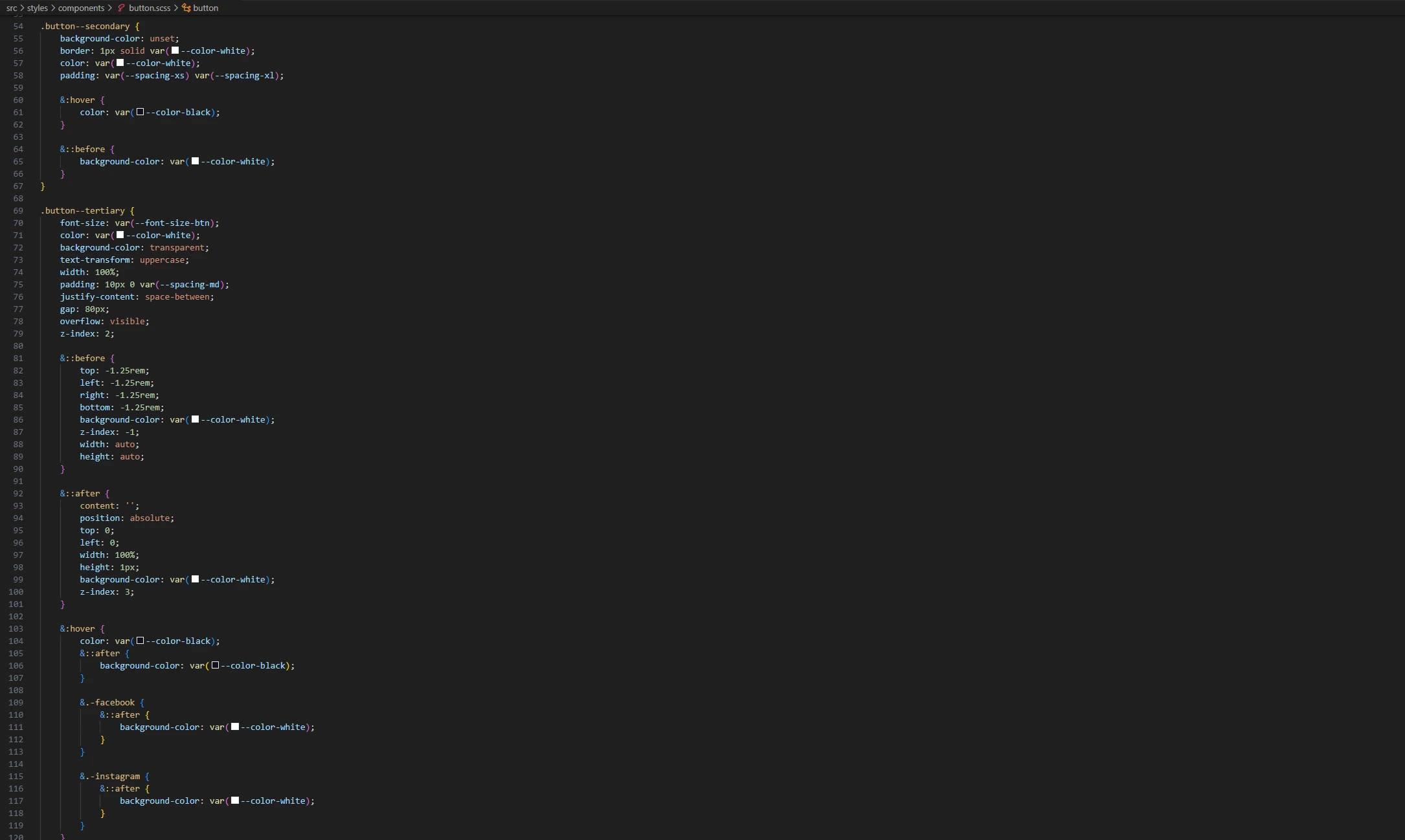 Composante SCSS des boutons