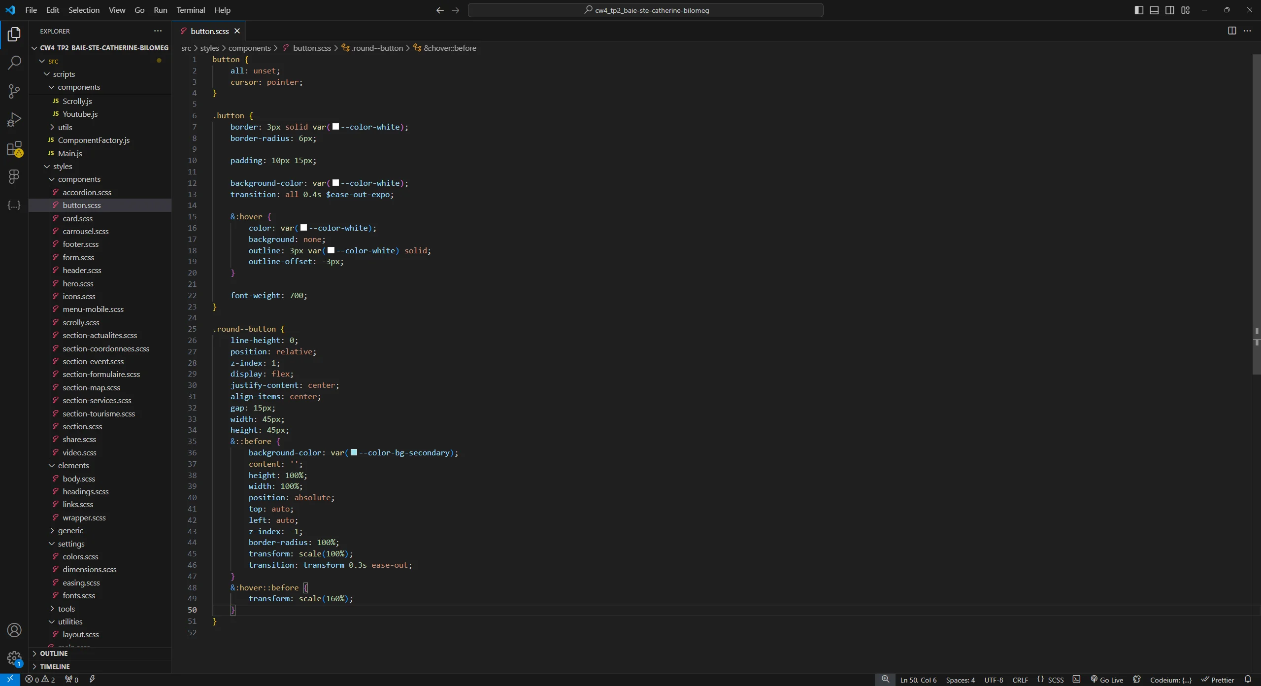 Code composante SCSS Boutons