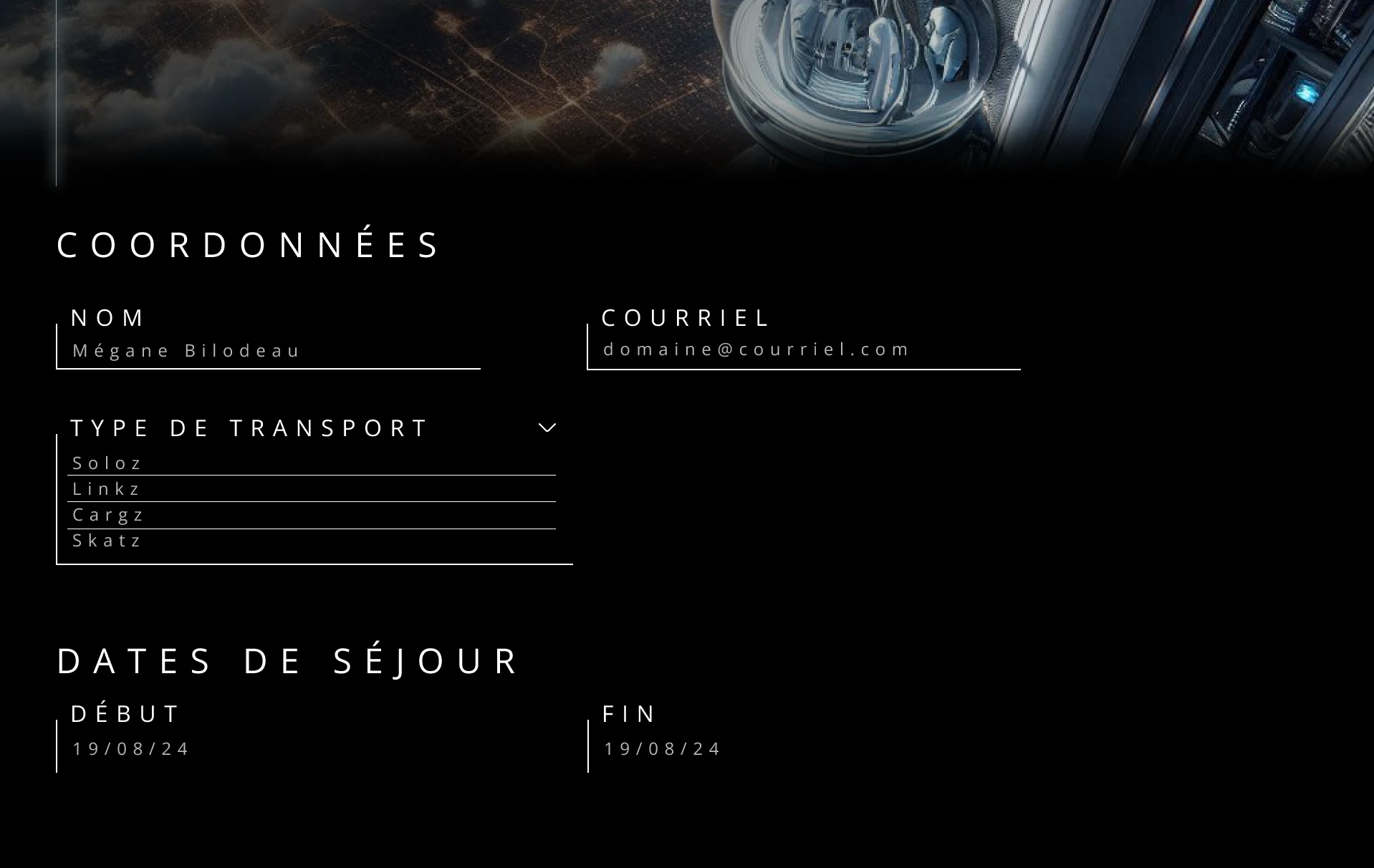 Formulaire de réservation